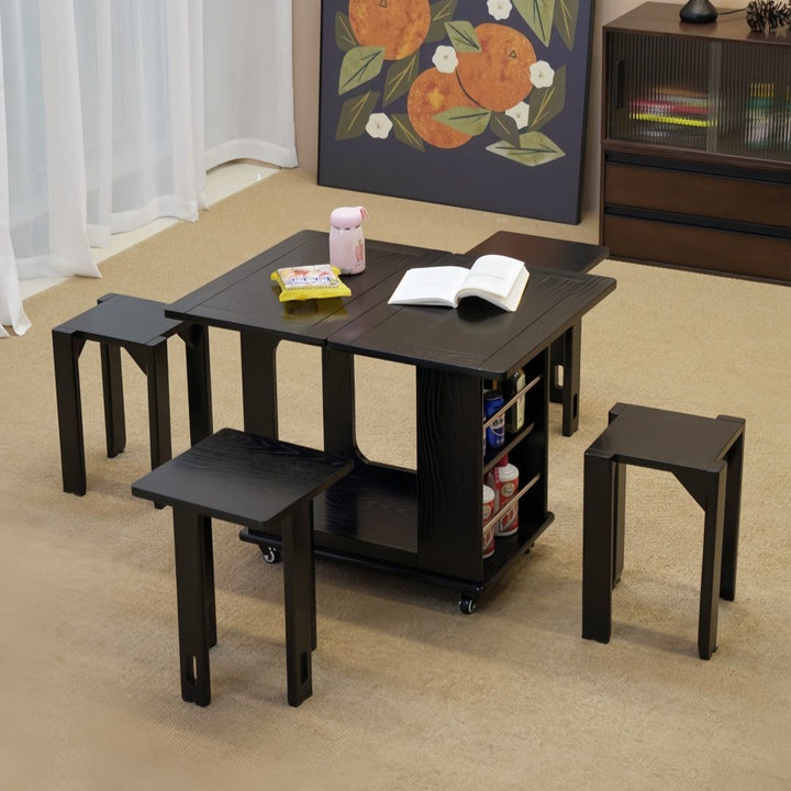 Table d'appoint rectangulaire en bois vintage traditionnel avec plateau pliable extensible et roues pour salon chambre 