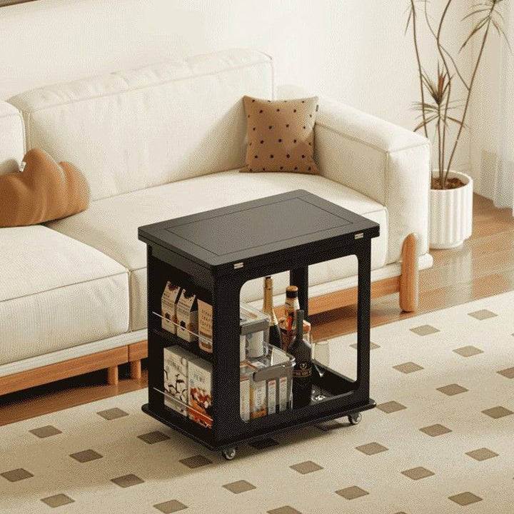 Table d'appoint rectangulaire en bois vintage traditionnel avec plateau pliable extensible et roues pour salon chambre 