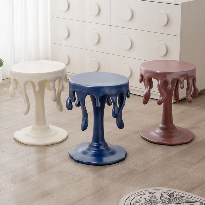 Table d'appoint contemporaine nordique en résine à goutte d'eau et ronde pour salon et chambre 