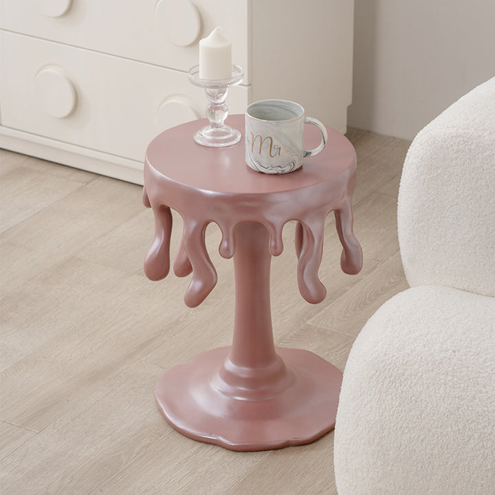 Table d'appoint contemporaine nordique en résine à goutte d'eau et ronde pour salon et chambre 