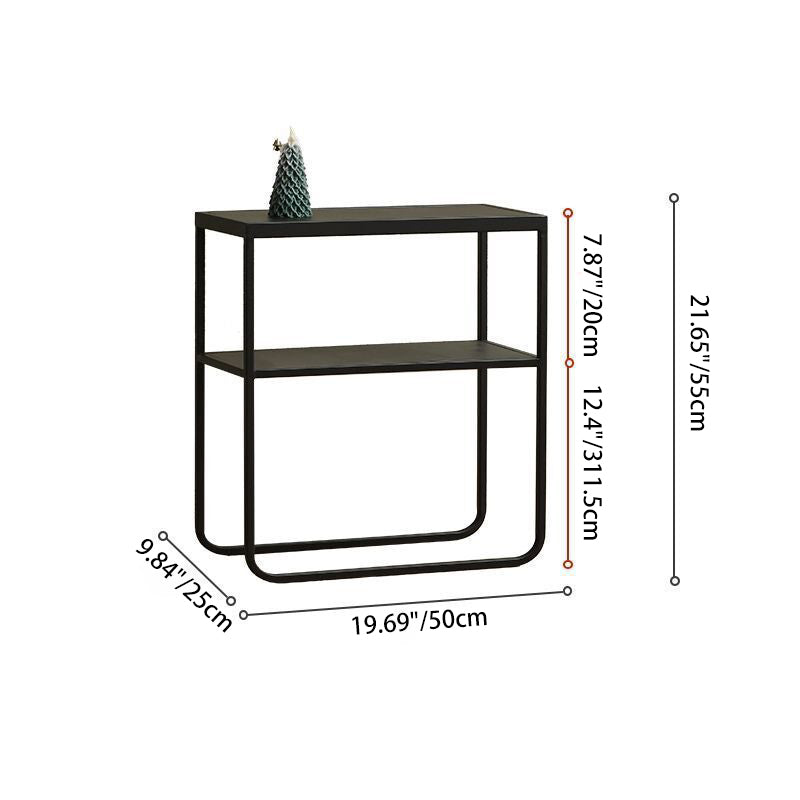 Modern Minimalist Iron Rectangular Side Table 2-Tier For Living Room &amp; Bedroom