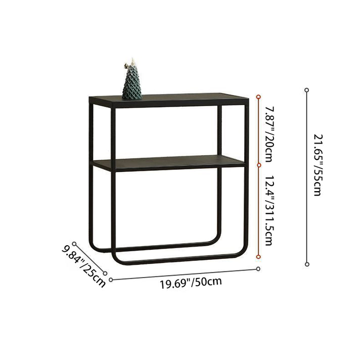 Modern Minimalist Iron Rectangular Side Table 2-Tier For Living Room &amp; Bedroom