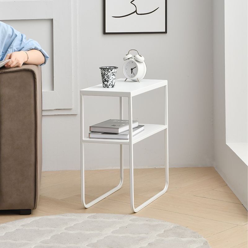 Modern Minimalist Iron Rectangular Side Table 2-Tier For Living Room &amp; Bedroom