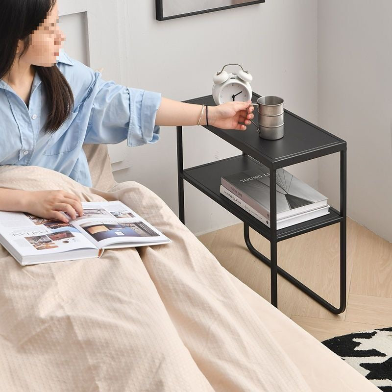 Modern Minimalist Iron Rectangular Side Table 2-Tier For Living Room &amp; Bedroom