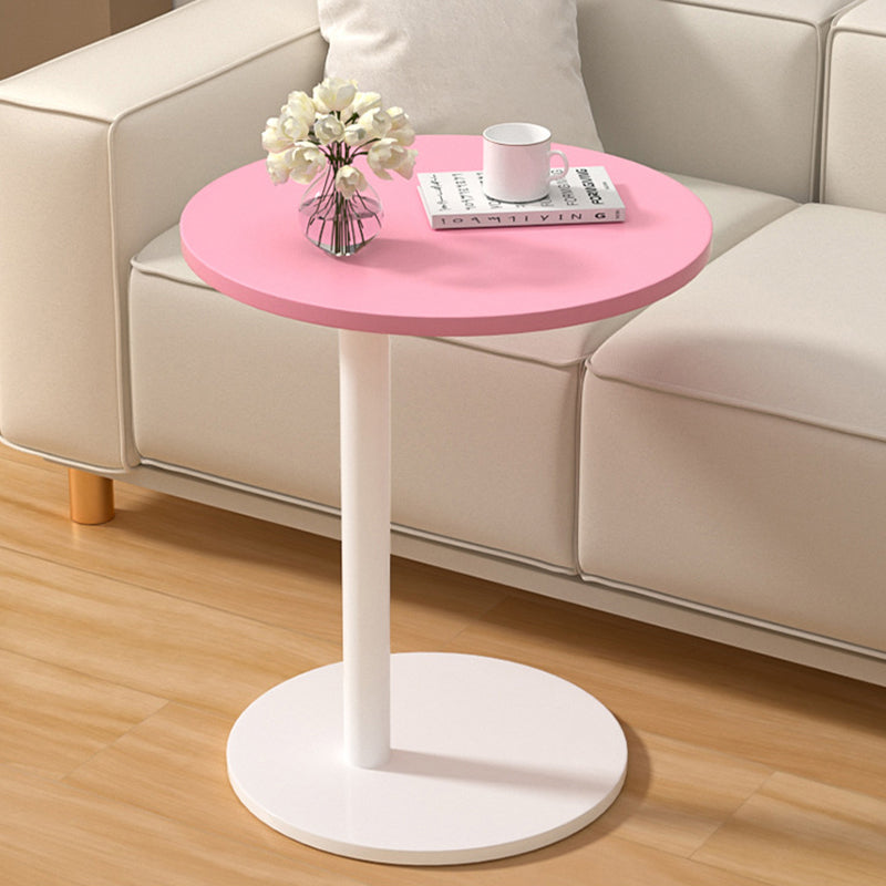Modern Minimalist MDF & Stainless Steel Round Side Table With Mobility For Bedroom, Living Room