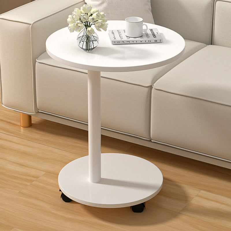 Modern Minimalist MDF & Stainless Steel Round Side Table With Mobility For Bedroom, Living Room