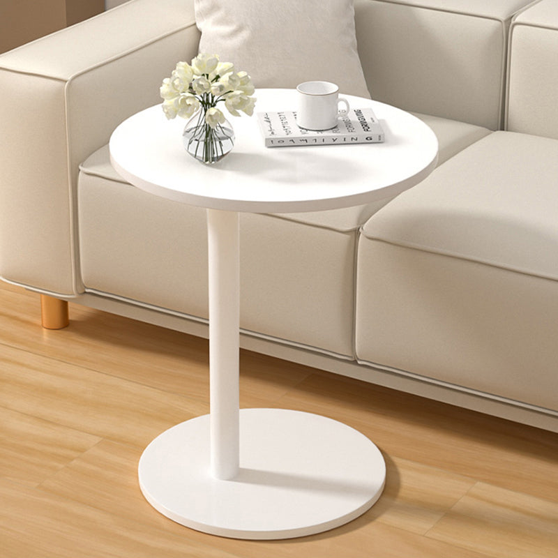 Modern Minimalist MDF & Stainless Steel Round Side Table With Mobility For Bedroom, Living Room