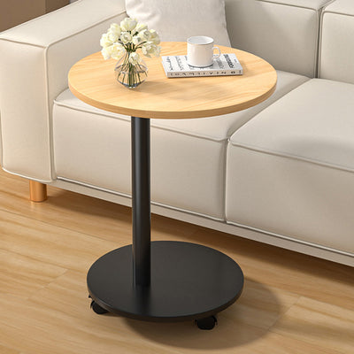 Modern Minimalist MDF & Stainless Steel Round Side Table With Mobility For Bedroom, Living Room