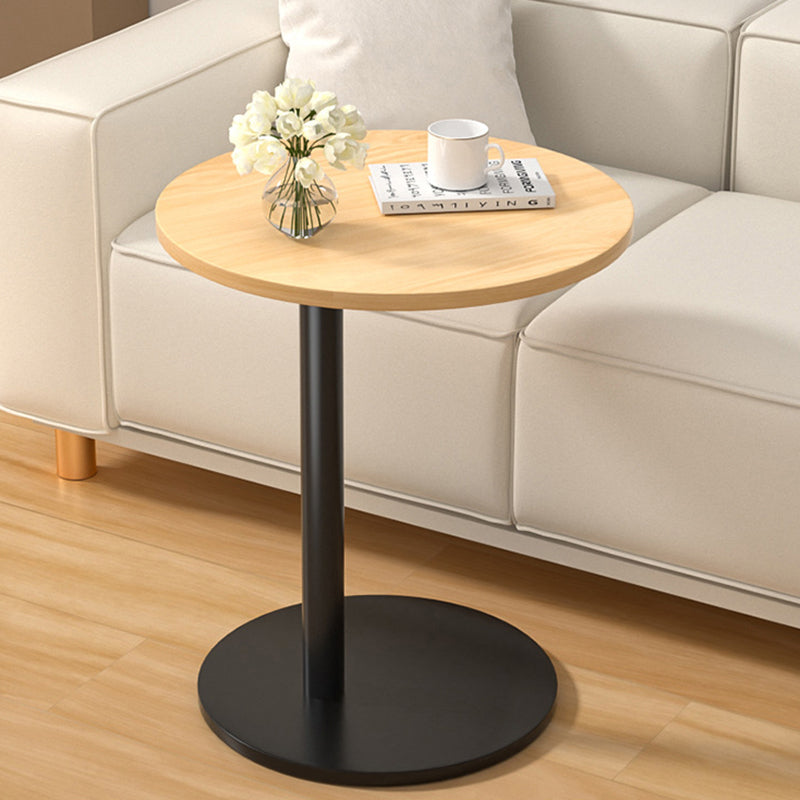 Modern Minimalist MDF & Stainless Steel Round Side Table With Mobility For Bedroom, Living Room
