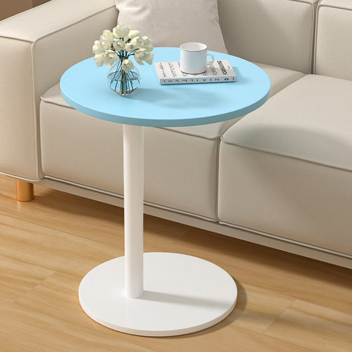 Modern Minimalist MDF &amp; Stainless Steel Round Side Table With Mobility For Bedroom, Living Room