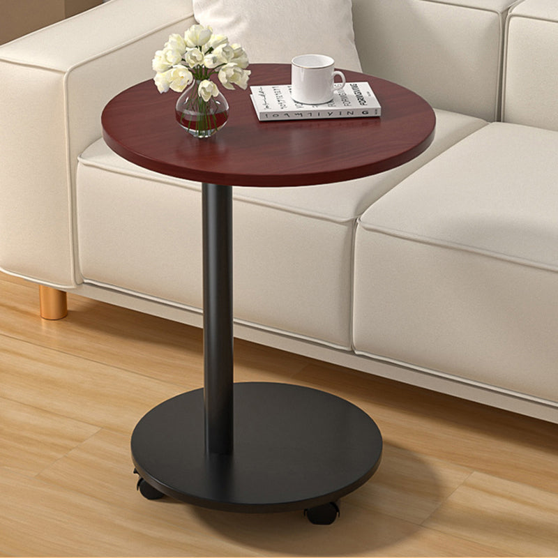 Modern Minimalist MDF &amp; Stainless Steel Round Side Table With Mobility For Bedroom, Living Room