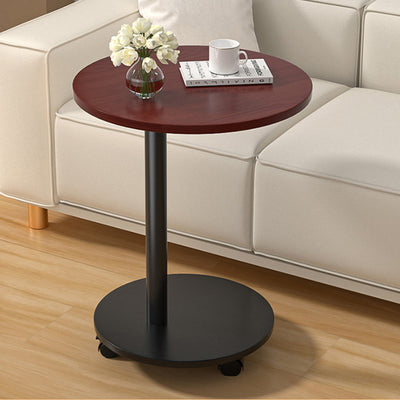 Modern Minimalist MDF & Stainless Steel Round Side Table With Mobility For Bedroom, Living Room