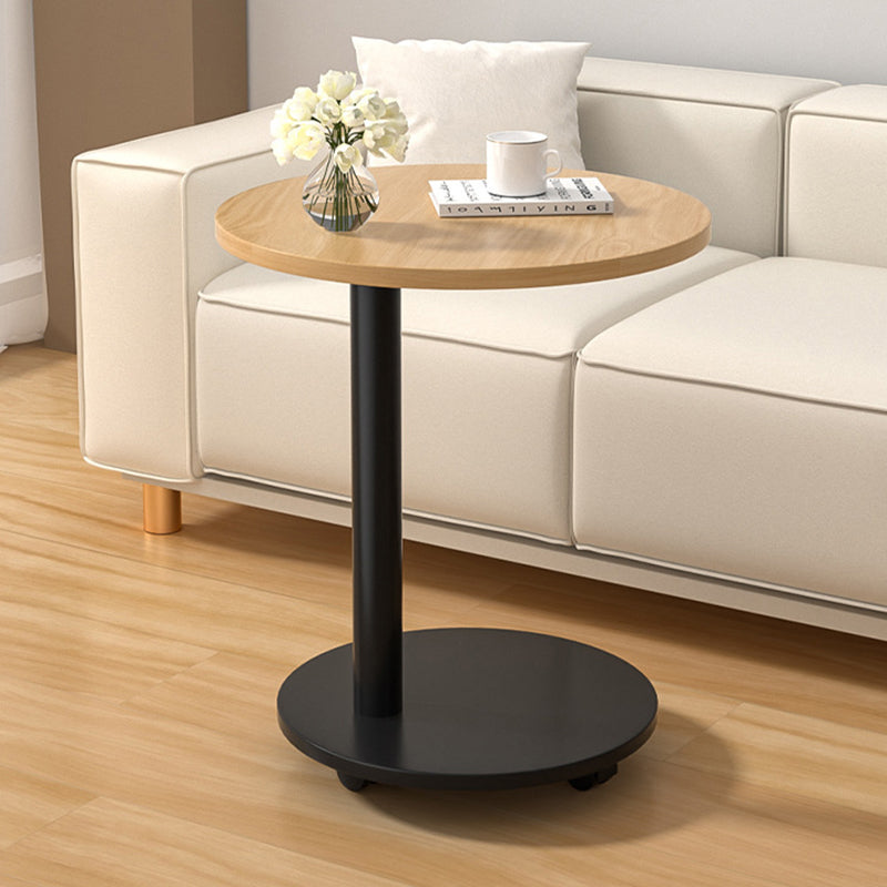 Modern Minimalist MDF & Stainless Steel Round Side Table With Mobility For Bedroom, Living Room