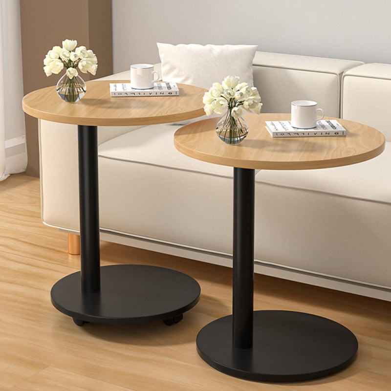 Modern Minimalist MDF & Stainless Steel Round Side Table With Mobility For Bedroom, Living Room