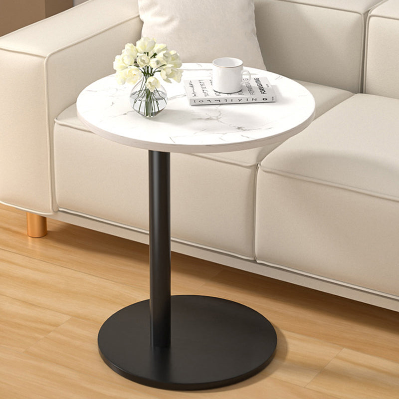 Modern Minimalist MDF & Stainless Steel Round Side Table With Mobility For Bedroom, Living Room