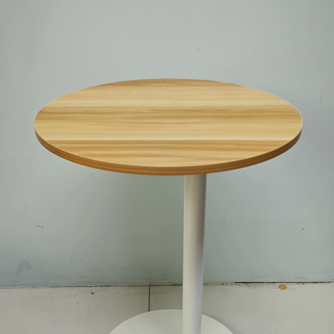 Modern Minimalist MDF &amp; Stainless Steel Round Side Table With Mobility For Bedroom, Living Room