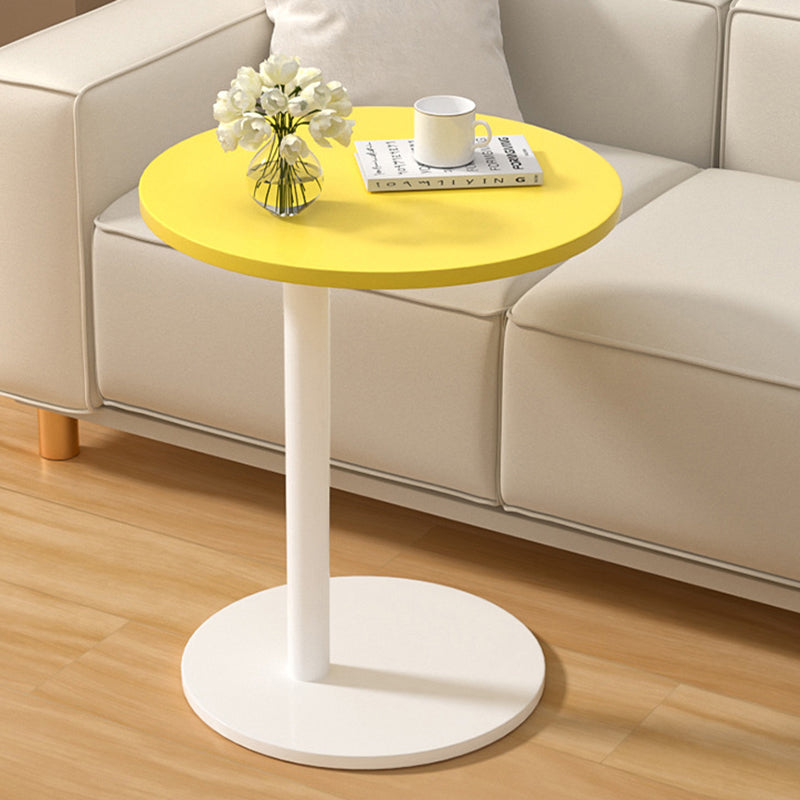 Modern Minimalist MDF &amp; Stainless Steel Round Side Table With Mobility For Bedroom, Living Room