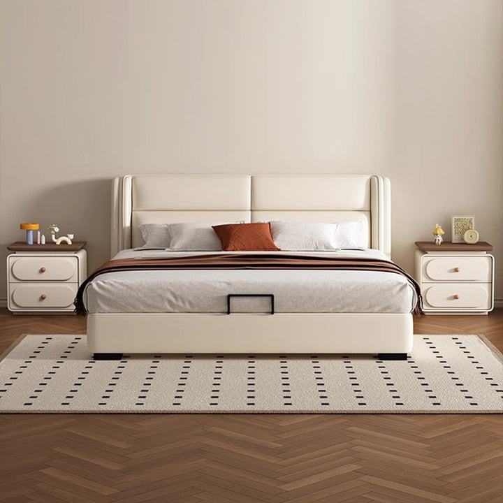 Table de nuit carrée traditionnelle française en bois et microfibre à 2 tiroirs pour chambre et salon 