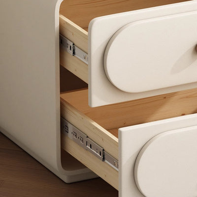 Traditioneller französischer Holz- und Mikrofaser-Nachttisch mit 2 Schubladen für Schlafzimmer und Wohnzimmer 