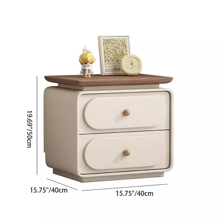 Table de nuit carrée traditionnelle française en bois et microfibre à 2 tiroirs pour chambre et salon 