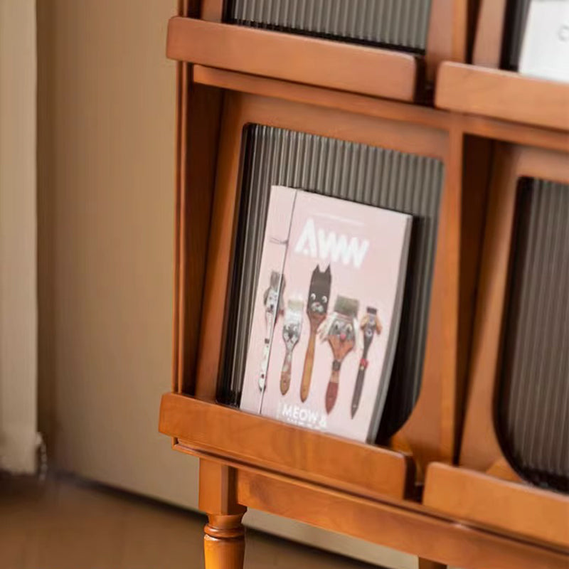 Traditional Vintage Wood &amp; Glass Rectangular Console Table With 4-Cabinet Storage For Entryway &amp; Living Room