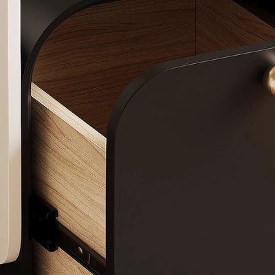 Modern Minimalist Plank & Wood Square Nightstand With 1-Drawer For Bedroom & Living Room