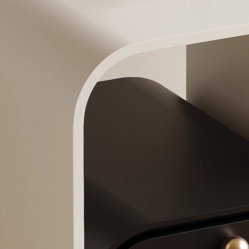 Modern Minimalist Plank & Wood Square Nightstand With 1-Drawer For Bedroom & Living Room
