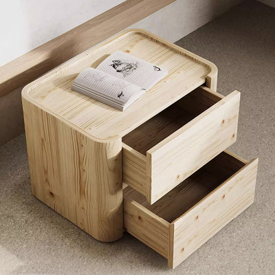 Table de nuit rectangulaire en bois nordique contemporain avec 2 tiroirs pour chambre et salon 