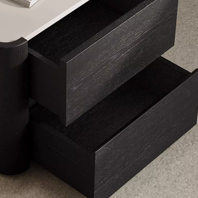 Table de nuit rectangulaire en bois nordique contemporain avec 2 tiroirs pour chambre et salon 