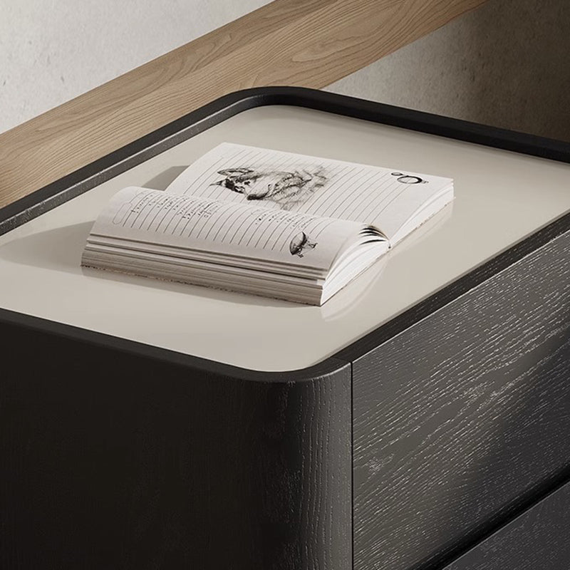 Table de nuit rectangulaire en bois nordique contemporain avec 2 tiroirs pour chambre et salon 
