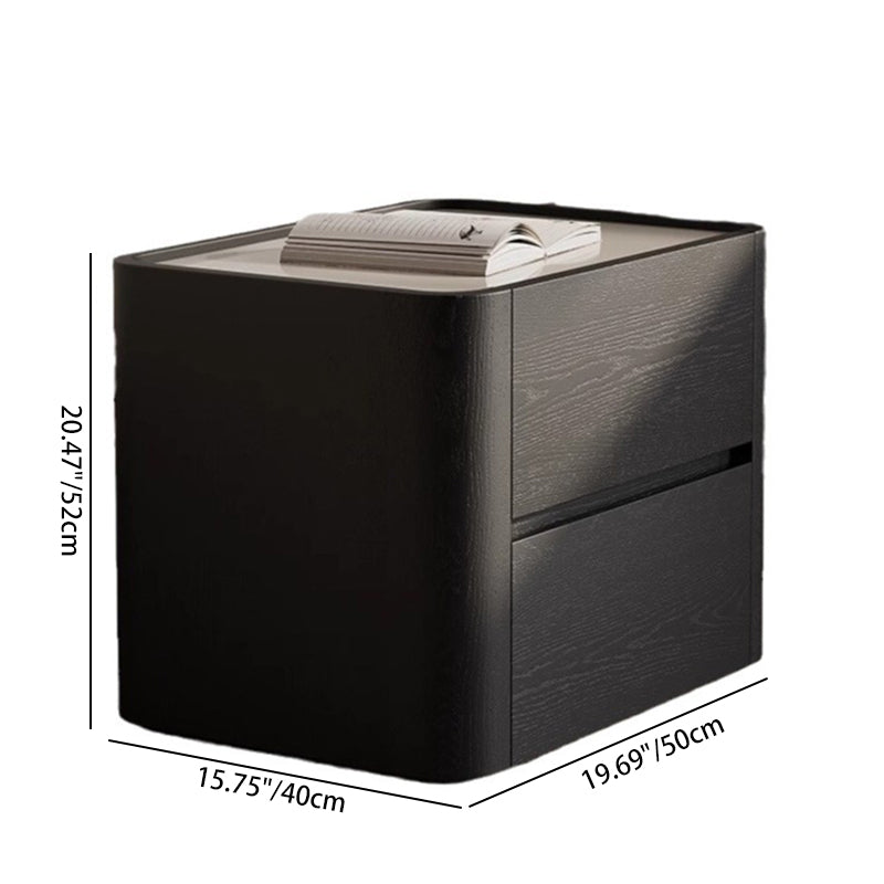 Table de nuit rectangulaire en bois nordique contemporain avec 2 tiroirs pour chambre et salon 