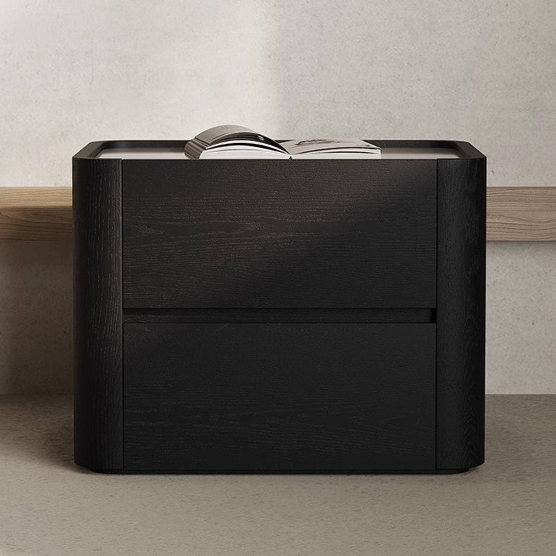Table de nuit rectangulaire en bois nordique contemporain avec 2 tiroirs pour chambre et salon 