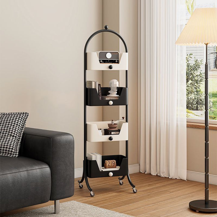 Modern Minimalist Iron &amp; Marble Rectangular Bookshelf 4-Tier Storage Rack For Living Room &amp; Home Office