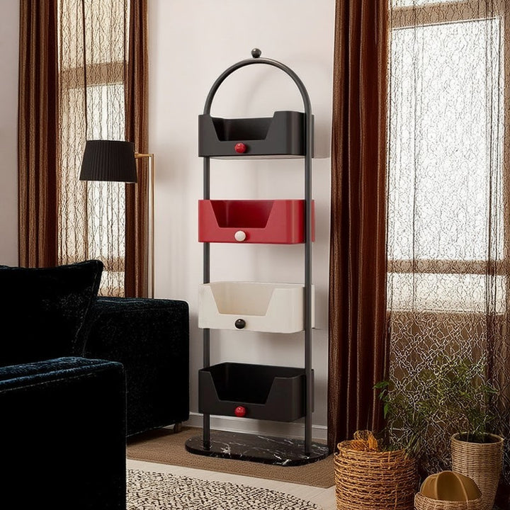 Modern Minimalist Iron &amp; Marble Rectangular Bookshelf 4-Tier Storage Rack For Living Room &amp; Home Office