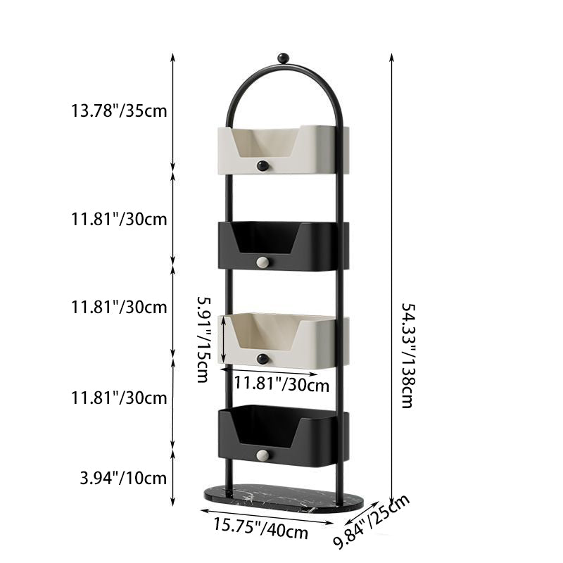 Modern Minimalist Iron &amp; Marble Rectangular Bookshelf 4-Tier Storage Rack For Living Room &amp; Home Office