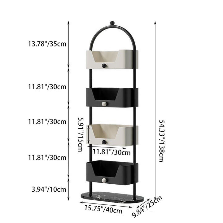Modern Minimalist Iron & Marble Rectangular Bookshelf 4-Tier Storage Rack For Living Room & Home Office