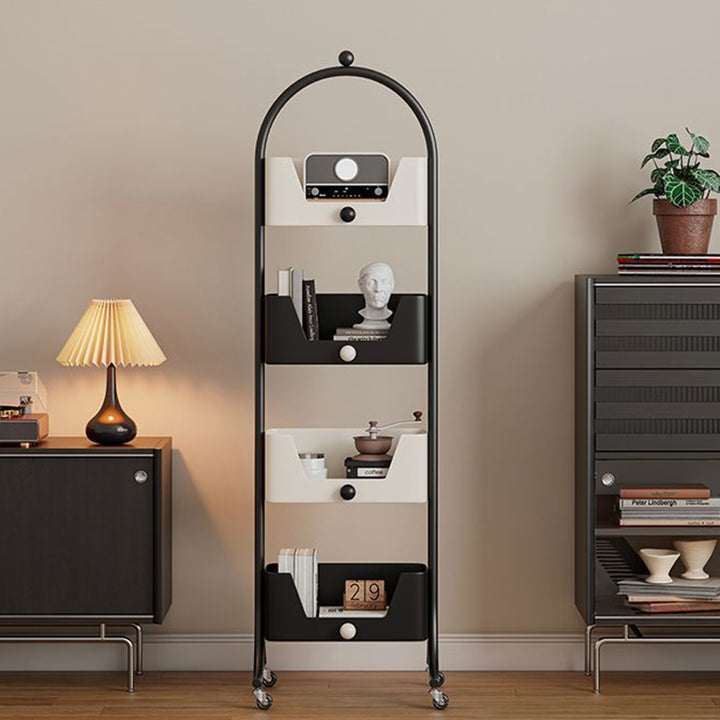 Modern Minimalist Iron & Marble Rectangular Bookshelf 4-Tier Storage Rack For Living Room & Home Office