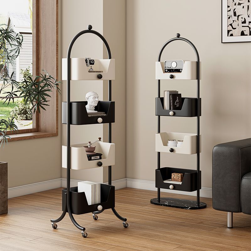 Modern Minimalist Iron &amp; Marble Rectangular Bookshelf 4-Tier Storage Rack For Living Room &amp; Home Office