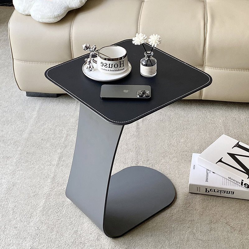 Modern Minimalist Saddle Leather & Carbon Steel Square Side Table For Living Room & Bedroom