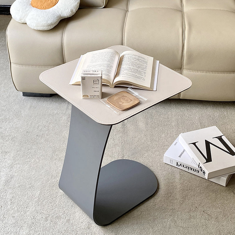 Modern Minimalist Saddle Leather & Carbon Steel Square Side Table For Living Room & Bedroom