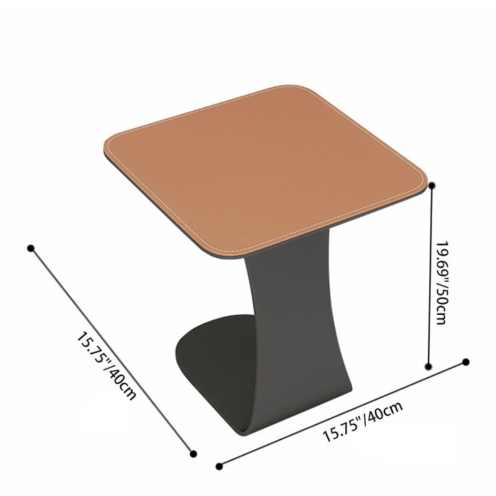 Moderner minimalistischer quadratischer Beistelltisch aus Kunstsattelleder und Karbonstahl für Wohnzimmer und Schlafzimmer 