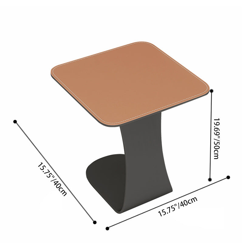 Modern Minimalist Saddle Leather & Carbon Steel Square Side Table For Living Room & Bedroom