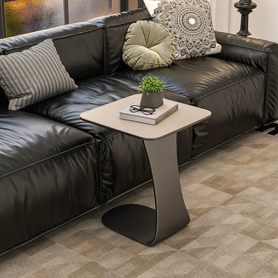 Modern Minimalist Saddle Leather & Carbon Steel Square Side Table For Living Room & Bedroom