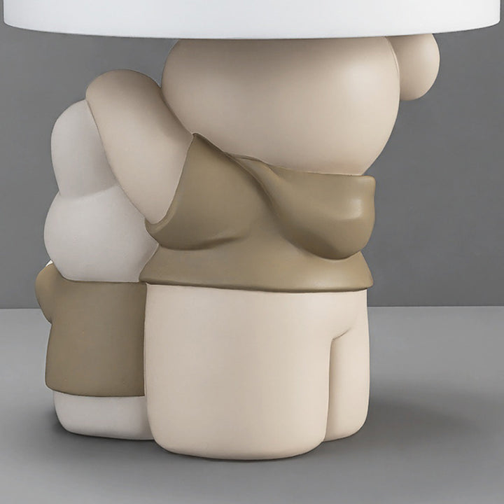 Contemporary Creative Resin Bear &amp; Bunny Base Round Side Table For Living Room &amp; Bedroom
