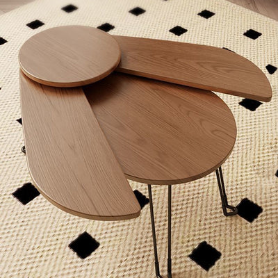 Mesa de café contemporánea creativa de madera y metal con forma de escarabajo con diseño plegable para sala de estar y dormitorio 
