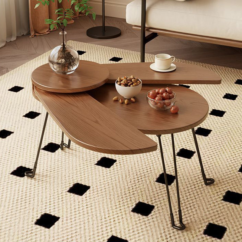 Mesa de café contemporánea creativa de madera y metal con forma de escarabajo con diseño plegable para sala de estar y dormitorio 