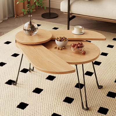 Mesa de café contemporánea creativa de madera y metal con forma de escarabajo con diseño plegable para sala de estar y dormitorio 