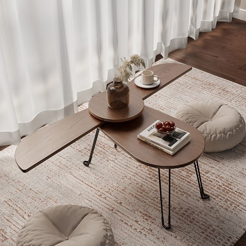 Mesa de café contemporánea creativa de madera y metal con forma de escarabajo con diseño plegable para sala de estar y dormitorio 