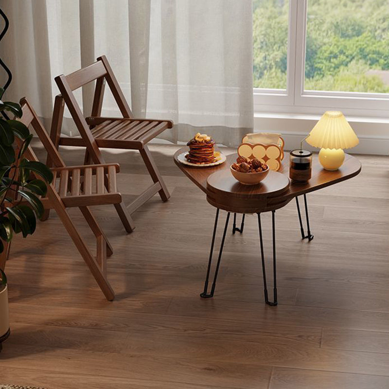 Mesa de café contemporánea creativa de madera y metal con forma de escarabajo con diseño plegable para sala de estar y dormitorio 