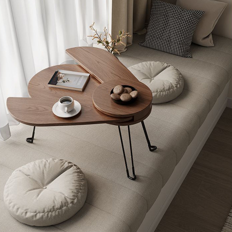Mesa de café contemporánea creativa de madera y metal con forma de escarabajo con diseño plegable para sala de estar y dormitorio 